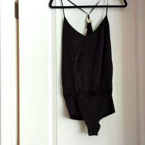 L'AGENCE black silk bodysuit, M